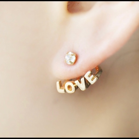 Jewelry - Gold Love & Heart Stud Earrings